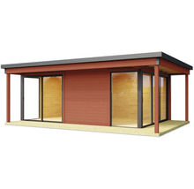 Abri de jardin avec portes coulissantes et terrasse couverte