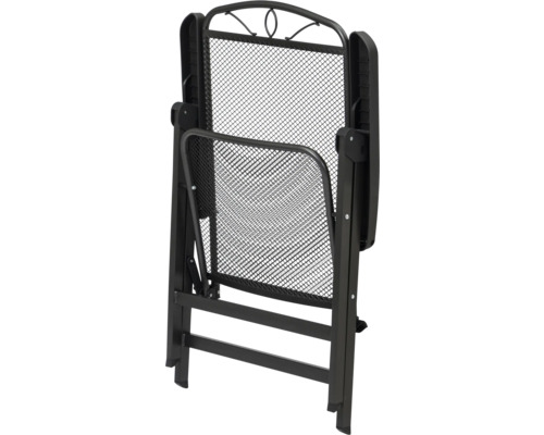 Chaise de jardin pliée avec cadre en métal et assise en treillis métallique
