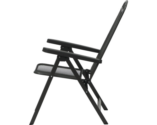 Chaise pliante d''extérieur noire avec accoudoirs