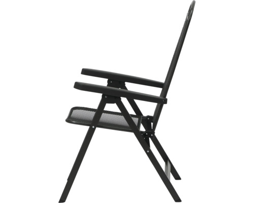 Chaise de jardin pliante avec accoudoirs, vue latérale