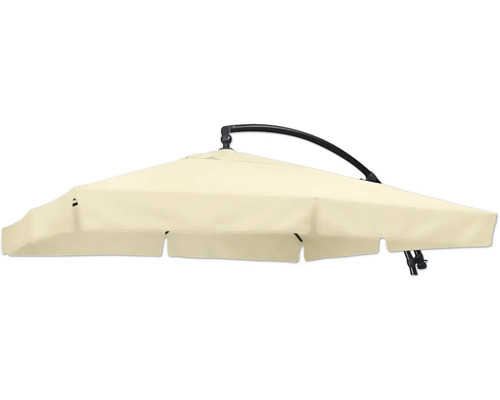 Parasol beige à mât latéral pour l''extérieur.