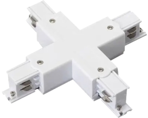 Weisses, vierseitiges Schienenverbindungsstück für Stromschienen
