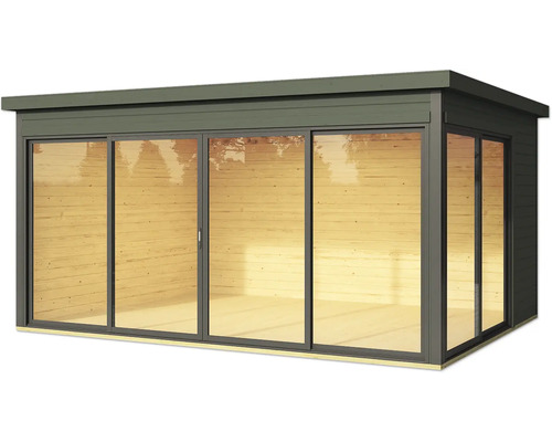 Abri de jardin en bois avec portes coulissantes