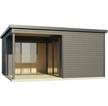 Abri de jardin avec portes coulissantes en verre