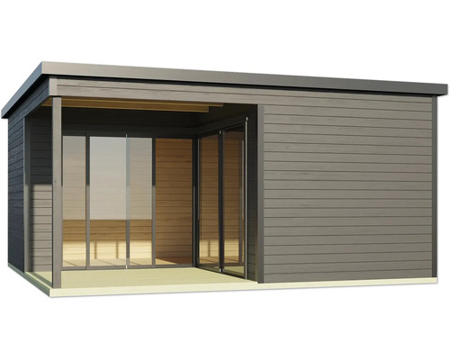 Abri de jardin avec portes coulissantes en verre