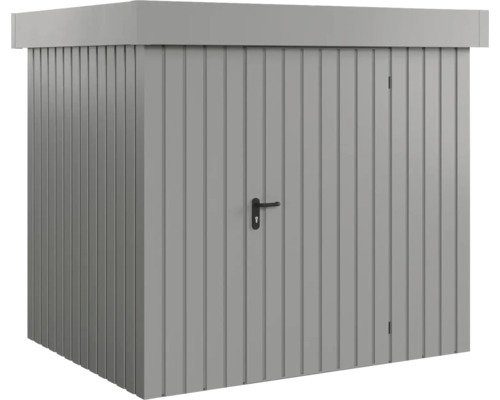 Gartenhaus Hörmann EcoStar Euroline Flachdach, Einzeltür 237 x 181 cm graualuminium Metall-Gartenschrank mit Tür und Griff zur Aufbewahrung im Aussenbereich