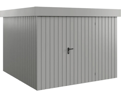 Gerätehaus Hörmann EcoStar Euroline Flachdach, Einzeltür 285 x 278 cm graualuminium Grauer Metall Geräteschuppen mit Tür und Griff