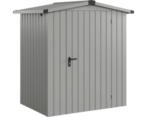 Remise à outils Hörmann EcoStar Euroline toit à deux pans, porte à un vantail 189 x 134 cm gris aluminium Abri de jardin métallique avec porte et poignée