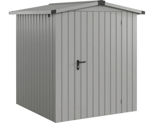 Remise à outils Hörmann EcoStar Euroline toit à deux pans, porte à un vantail 189 x 181 cm gris aluminium Abri de jardin en métal avec porte pour ranger les outils de jardinage et les outils