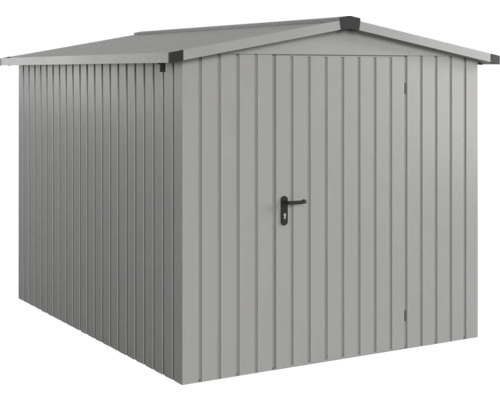 Gerätehaus Hörmann EcoStar Euroline Satteldach, Einzeltür 237 x 278 cm graualuminium Geräteschuppen aus Metall mit Tür und Dach