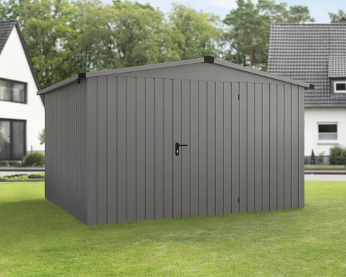 Gerätehaus Hörmann EcoStar Euroline Satteldach, Einzeltür 333 x 325 cm graualuminium Metall Gerätehaus zur Aufbewahrung im Garten