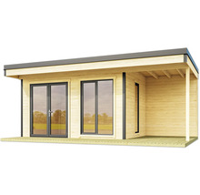 Abri de jardin en bois avec terrasse couverte