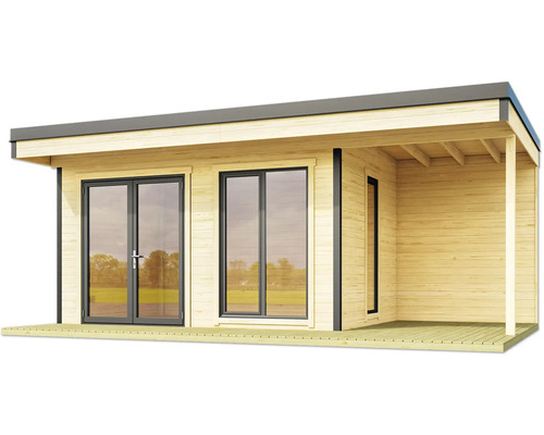 Abri de jardin en bois avec terrasse couverte