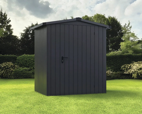 Metall-Geräteschuppen im Garten.