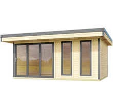 Maison de jardin en bois avec fenêtres et porte double