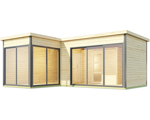 Abri de jardin en bois avec portes coulissantes