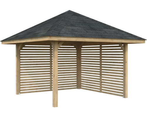 Pavillon de jardin en bois avec bardeaux de toiture