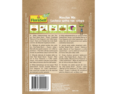 FloraSelf Mesclun Mix sachet de graines pour salade