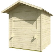 Abri de jardin en bois avec volet fermé