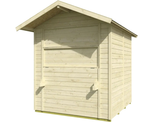 Abri de jardin en bois avec volet fermé