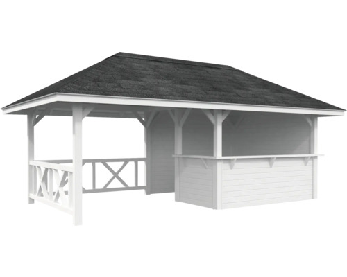 Pavillon avec toit et bar en bois