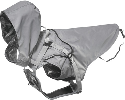 Manteau pour chien gris avec capuche et sangles