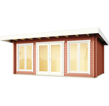 Abri de jardin en bois avec fenêtres et porte double