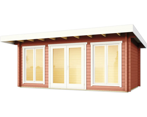 Abri de jardin en bois avec fenêtres et porte double