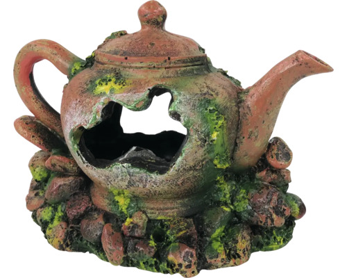 Théière comme décoration d''aquarium avec trous et pierres