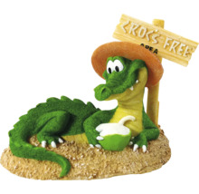 Figurine décorative crocodile avec panneau Cross Free Area pour aquariums