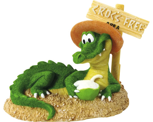 Figurine décorative crocodile avec panneau Cross Free Area pour aquariums
