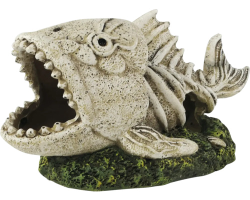 Décoration pour aquarium en forme de squelette de poisson.