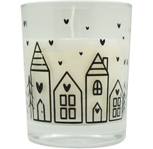 Bougie en verre avec motif de maison