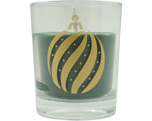Photophore en verre Ø 7 cm h 8,6 cm Boule pour sapin vert Photophore en verre avec bougie et motif décoratif