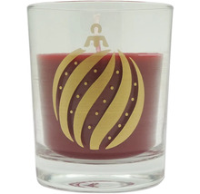 Photophore avec cire rouge et motif de boule de Noël