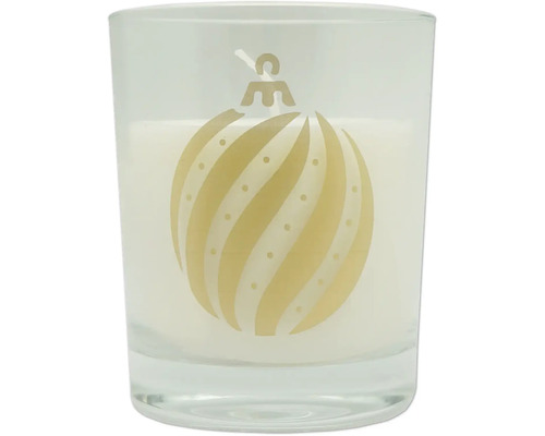 Photophore en verre Ø 7 cm h 8,6 cm Boule pour sapin blanche Bougie en verre avec décor de boule de Noël