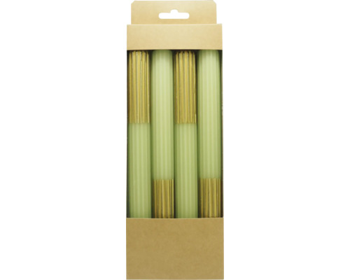 Stabkerze Ø 2,2 cm H 25 cm birnengrün gold 4 Stk. Kerzen im Viererpack in Kartonverpackung