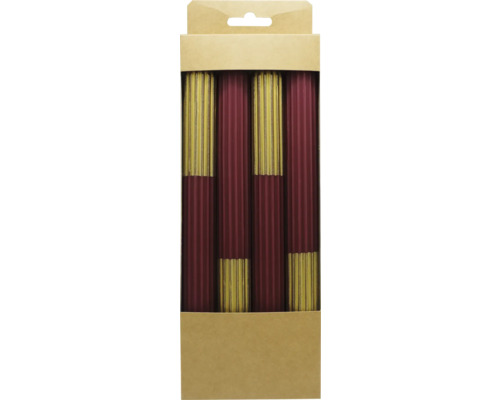 Stabkerze Ø 2,2 cm H 25 cm bordeaux gold 4 Stk. Stabkerzen in Verpackung