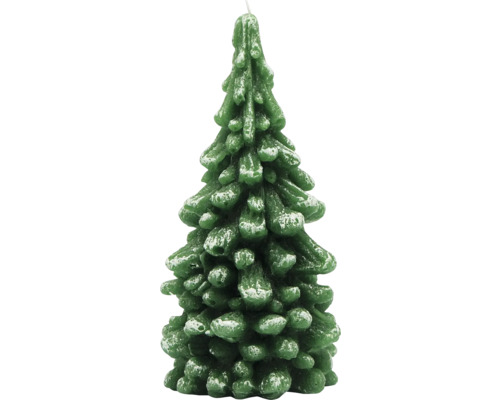 Bougie déco Ø 7,5 cm h 16 cm sapin vert Bougie décorative en forme de sapin de Noël pour la période de Noël