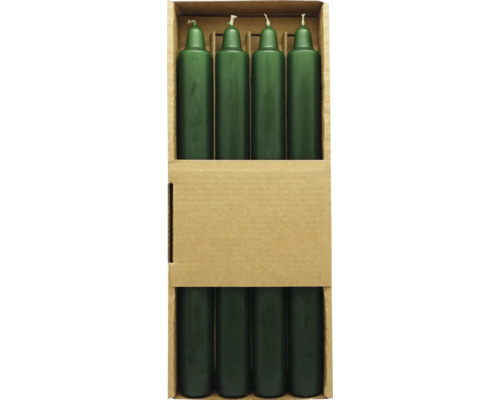 Stabkerze Ø 2,2 cm H 25 cm waldgrün 4 Stk. Verpackung mit acht grünen Tafelkerzen