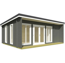 Maison de jardin en bois avec fenêtres et porte double