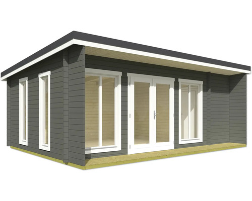 Maison de jardin en bois avec fenêtres et porte double