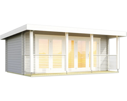 Abri de jardin avec double porte et véranda