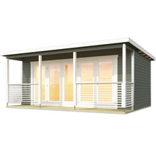 Pavillon de jardin avec porte double et balustrade