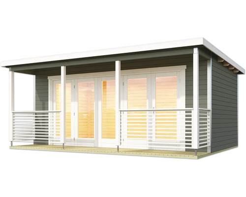 Pavillon de jardin avec porte double et balustrade