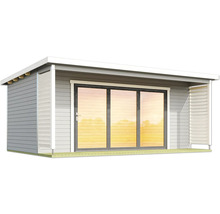 Abri de jardin avec porte coulissante en verre