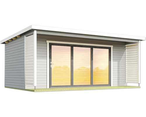 Abri de jardin avec porte coulissante en verre