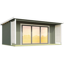 Abri de jardin avec système de porte coulissante