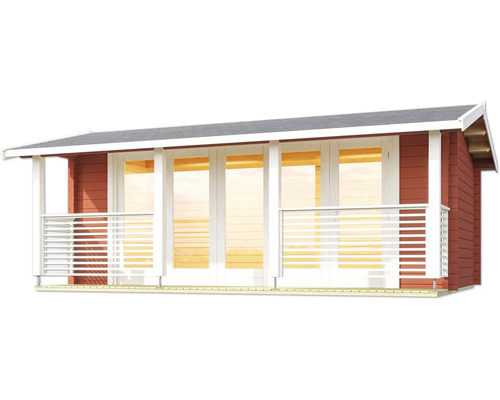 Abri de jardin avec terrasse et grandes fenêtres