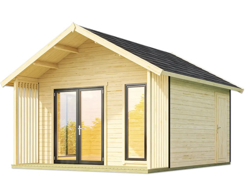 Maison de jardin en bois avec fenêtres et portes